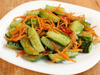 Korean-style lightly salted cucumbers with carrots