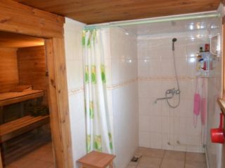 Mobile sauna with shower for the country house
