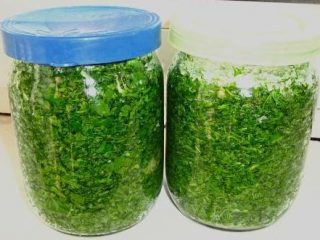 Greens for the winter with salt