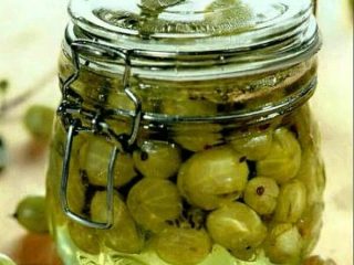 Gooseberry compote: black, red, orange, mint, Mojito